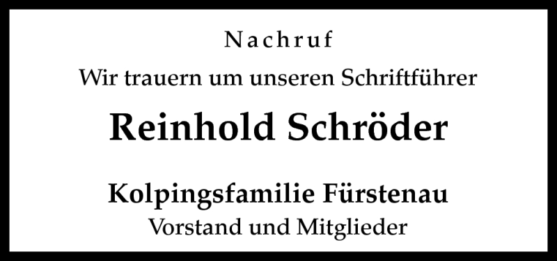  Traueranzeige für Reinhold Schröder vom 28.07.2012 aus Neue Osnabrücker Zeitung GmbH & Co. KG