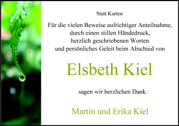 Traueranzeige von Elsbeth Kiel von Neue Osnabrücker Zeitung GmbH & Co. KG