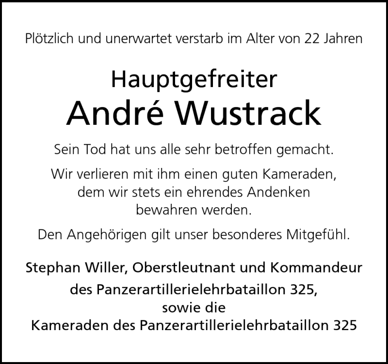  Traueranzeige für André Wustrack vom 06.08.2012 aus Neue Osnabrücker Zeitung GmbH & Co. KG