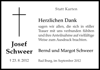 Traueranzeige von Josef Schweer von Neue Osnabrücker Zeitung GmbH & Co. KG