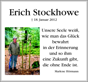 Traueranzeige von Erich Stockhowe von Neue Osnabrücker Zeitung GmbH & Co. KG