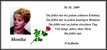 Traueranzeige von Monika  von Neue Osnabrücker Zeitung GmbH & Co. KG