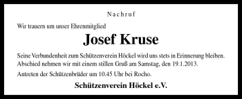 Traueranzeige von Josef Kruse von Neue Osnabrücker Zeitung GmbH & Co. KG