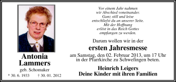 Traueranzeige von Antonia Lammers von Neue Osnabrücker Zeitung GmbH & Co. KG