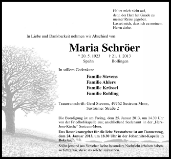 Traueranzeige von Maria Schröer von Neue Osnabrücker Zeitung GmbH & Co. KG