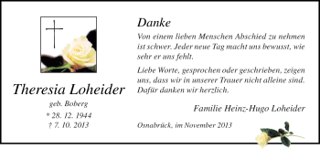 Traueranzeige von Theresia Loheider von Neue Osnabrücker Zeitung GmbH & Co. KG