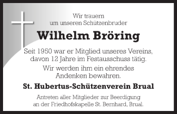 Traueranzeige von Wilhelm Bröring von Neue Osnabrücker Zeitung GmbH & Co. KG