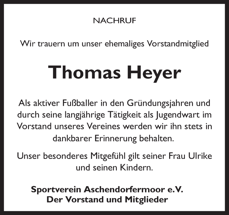  Traueranzeige für Thomas Heyer vom 29.11.2013 aus Neue Osnabrücker Zeitung GmbH & Co. KG