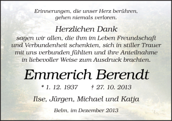 Traueranzeige von Emmerich Berendt von Neue Osnabrücker Zeitung GmbH & Co. KG