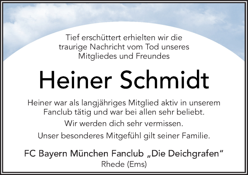  Traueranzeige für Heiner Schmidt vom 05.12.2013 aus Neue Osnabrücker Zeitung GmbH & Co. KG