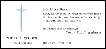 Traueranzeige von Anna Hagedorn von Neue Osnabrücker Zeitung GmbH & Co. KG