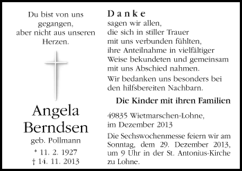 Traueranzeige von Angela Berndsen von Neue Osnabrücker Zeitung GmbH & Co. KG