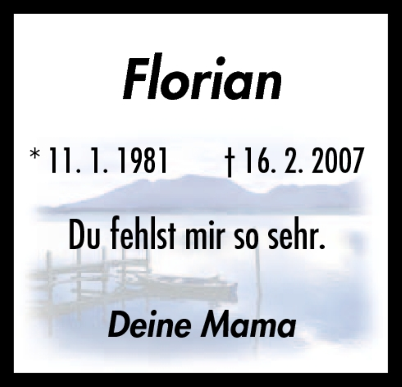  Traueranzeige für Florian  vom 16.02.2013 aus Neue Osnabrücker Zeitung GmbH & Co. KG