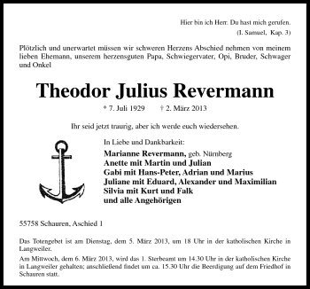 Traueranzeige von Theodor Julius Revermann von Neue Osnabrücker Zeitung GmbH & Co. KG