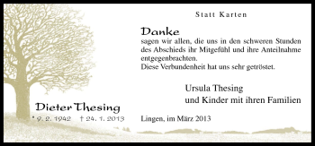 Traueranzeige von Dieter Thesing von Neue Osnabrücker Zeitung GmbH & Co. KG
