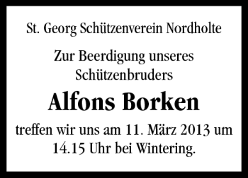 Traueranzeige von Alfons Borken von Neue Osnabrücker Zeitung GmbH & Co. KG