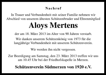 Traueranzeige von Aloys Mertens von Neue Osnabrücker Zeitung GmbH & Co. KG