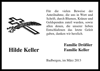 Traueranzeige von Hilde Keller von Neue Osnabrücker Zeitung GmbH & Co. KG