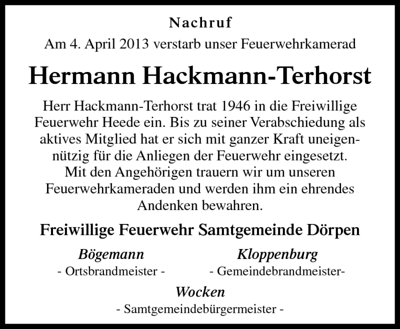  Traueranzeige für Hermann Hackmann-Terhorst vom 08.04.2013 aus Neue Osnabrücker Zeitung GmbH & Co. KG