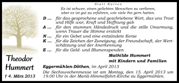 Traueranzeige von Theodor Hummert von Neue Osnabrücker Zeitung GmbH & Co. KG