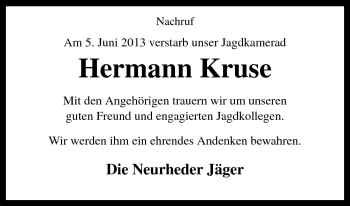 Traueranzeige von Hermann Kruse von Neue Osnabrücker Zeitung GmbH & Co. KG