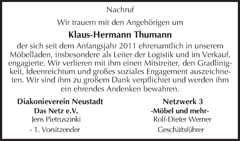 Traueranzeige für Klaus-Hermann Thumann vom 18.07.2013 aus Neue Osnabrücker Zeitung GmbH & Co. KG