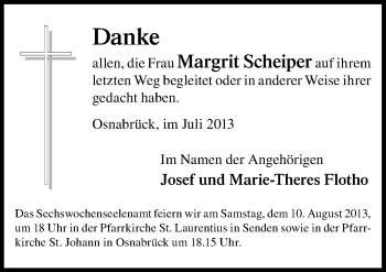 Traueranzeige von Margrit Scheiper von Neue Osnabrücker Zeitung GmbH & Co. KG