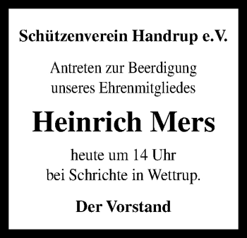 Traueranzeige von Heinrich Mers von Neue Osnabrücker Zeitung GmbH & Co. KG