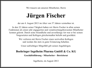 Traueranzeige von Jürgen Fischer von Neue Osnabrücker Zeitung GmbH & Co. KG
