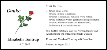 Traueranzeige von Elisabeth Tontrup von Neue Osnabrücker Zeitung GmbH & Co. KG