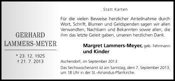 Traueranzeige von Gerhard Lammers von Neue Osnabrücker Zeitung GmbH & Co. KG