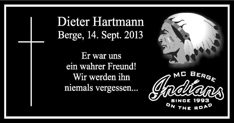  Traueranzeige für Dieter Hartmann vom 18.09.2013 aus Neue Osnabrücker Zeitung GmbH & Co. KG