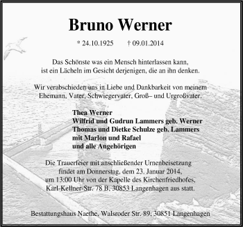 Traueranzeige von Bruno Werner von Neue Osnabrücker Zeitung GmbH & Co. KG