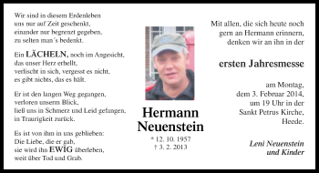 Traueranzeige von Hermann Neuenstein von Neue Osnabrücker Zeitung GmbH & Co. KG