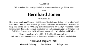 Traueranzeige von Bernd Willemsen von Neue Osnabrücker Zeitung GmbH & Co. KG