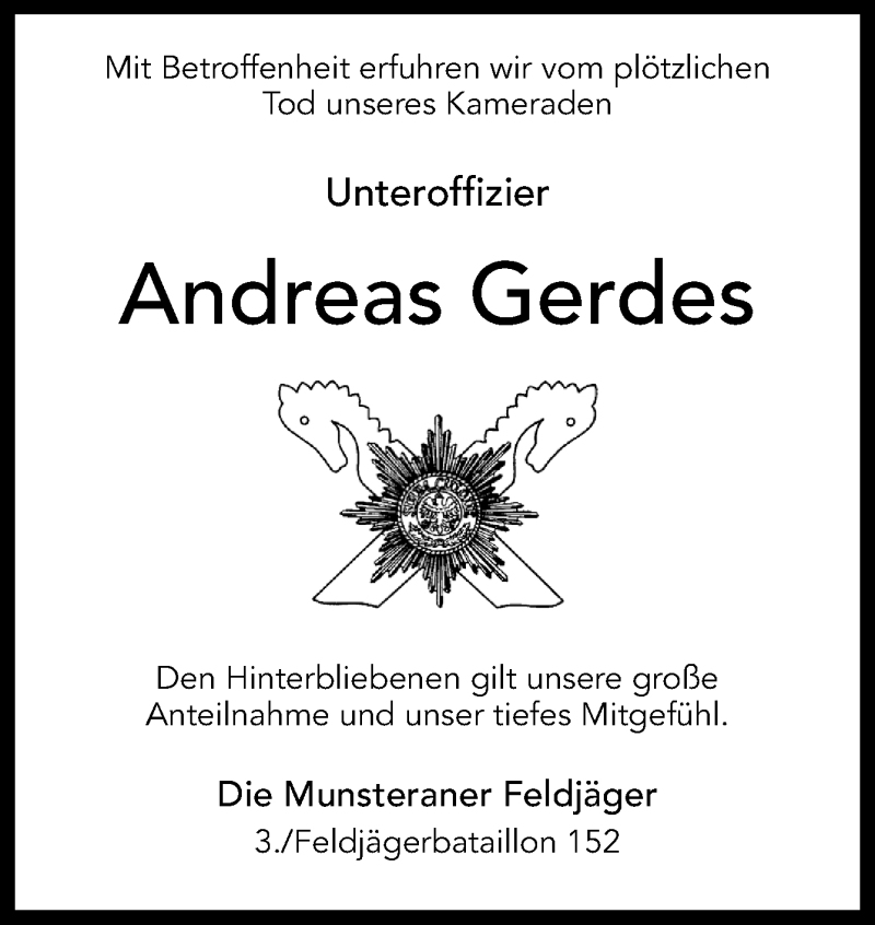  Traueranzeige für Andreas Gerdes vom 27.01.2014 aus Neue Osnabrücker Zeitung GmbH & Co. KG