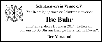 Traueranzeige von Ilse Buhr von Neue Osnabrücker Zeitung GmbH & Co. KG