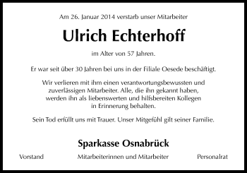 Traueranzeige von Ulrich Echterhoff von Neue Osnabrücker Zeitung GmbH & Co. KG