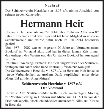 Traueranzeige von Hermann Heit von Neue Osnabrücker Zeitung GmbH & Co. KG