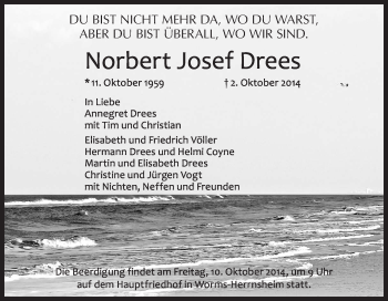 Traueranzeige von Norbert Josef Drees von Neue Osnabrücker Zeitung GmbH & Co. KG