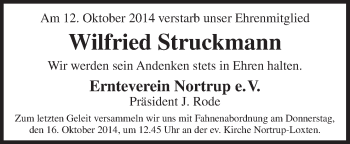 Traueranzeige von Wilfried Struckmann von Neue Osnabrücker Zeitung GmbH & Co. KG
