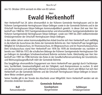 Traueranzeige von Ewald Herkenhoff von Neue Osnabrücker Zeitung GmbH & Co. KG