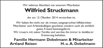 Traueranzeige von Wilfried Struckmann von Neue Osnabrücker Zeitung GmbH & Co. KG