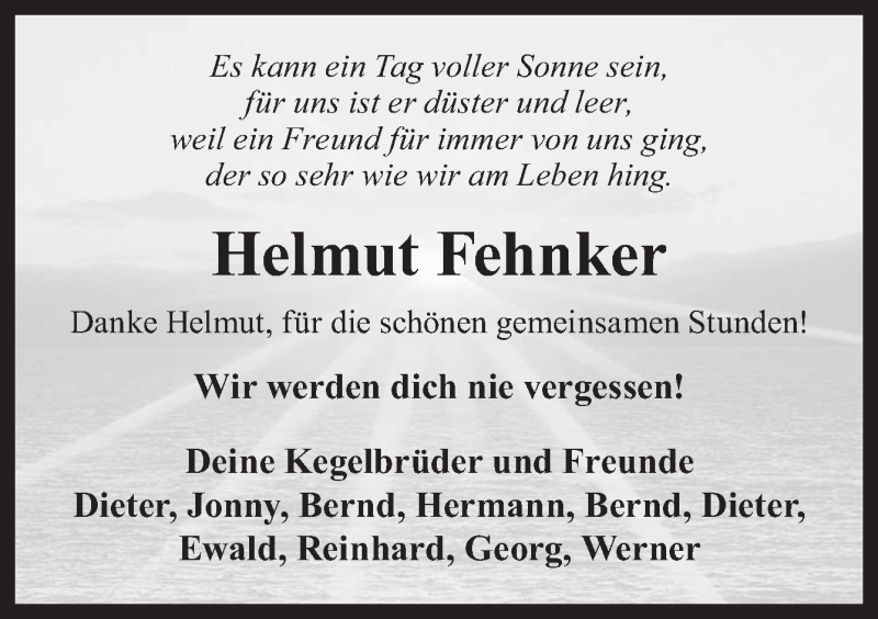  Traueranzeige für Helmut Fehnker vom 24.10.2014 aus Neue Osnabrücker Zeitung GmbH & Co. KG