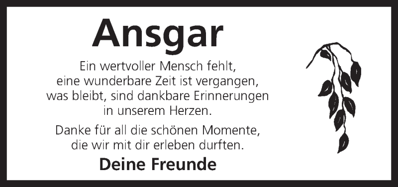  Traueranzeige für Ansgar Ellermann vom 10.11.2014 aus Neue Osnabrücker Zeitung GmbH & Co. KG