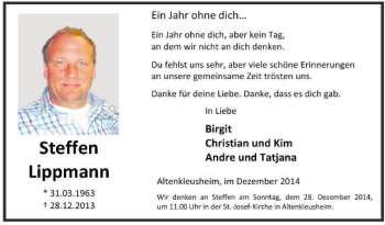 Traueranzeige von Steffen Lippmann von Neue Osnabrücker Zeitung GmbH & Co. KG