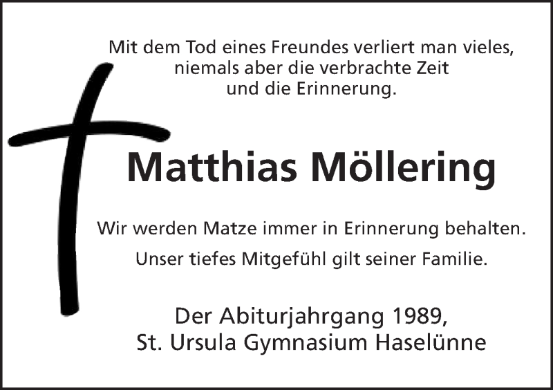  Traueranzeige für Matthias Möllering vom 06.12.2014 aus Neue Osnabrücker Zeitung GmbH & Co. KG