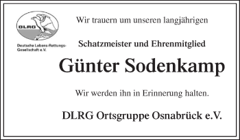 Traueranzeige von Günter Sodenkamp von Neue Osnabrücker Zeitung GmbH & Co. KG