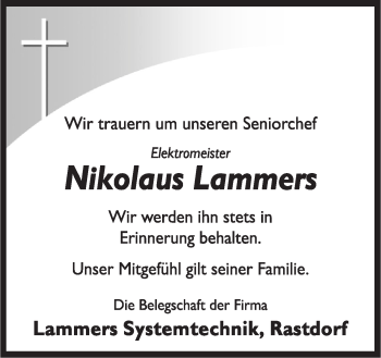 Traueranzeige von Nikolaus Lammers von Neue Osnabrücker Zeitung GmbH & Co. KG