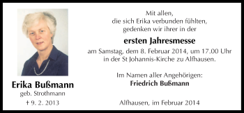 Traueranzeige von Erika Bußmann von Neue Osnabrücker Zeitung GmbH & Co. KG